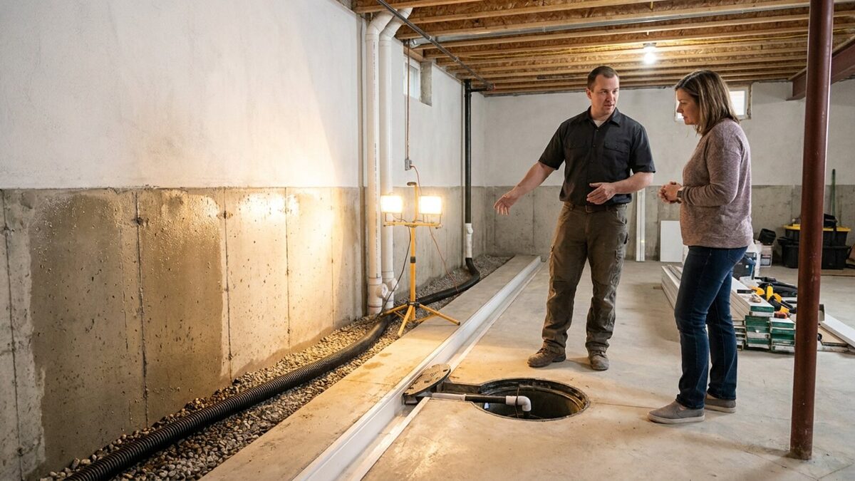 Waterproofing project consultation with homeowner