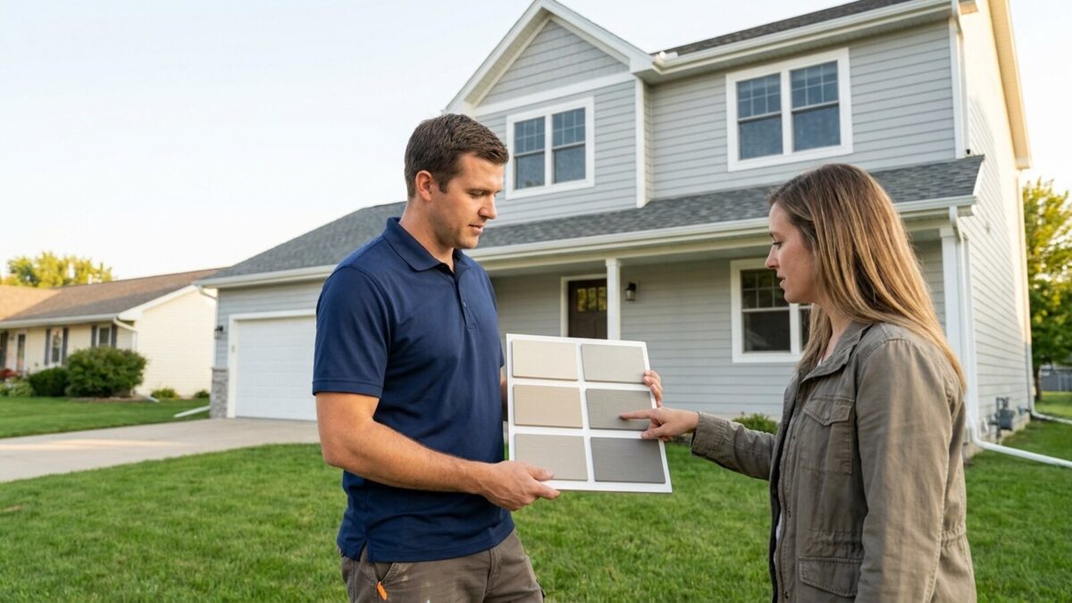 Siding project consultation with homeowner